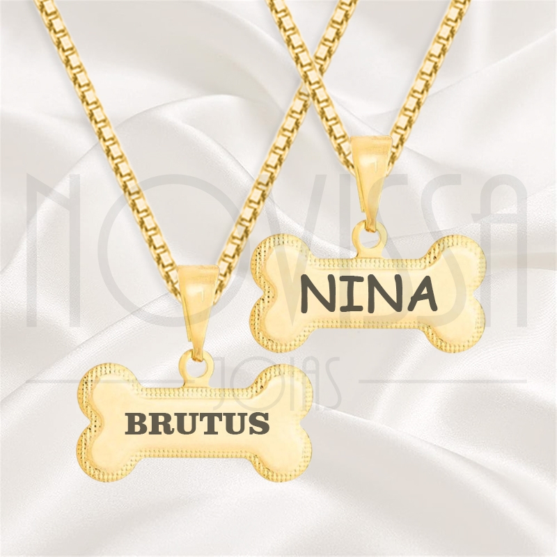 imagem CORDÃO COM MEDALHA - COLOSSO PET - FOLHEADA A OURO* 1,0cm x 1,8cm