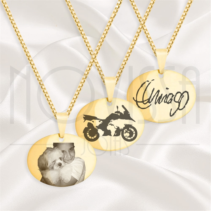 imagem CORDÃO COM MEDALHA - FOLHEADA A OURO* 1,6cm x 2,1cm