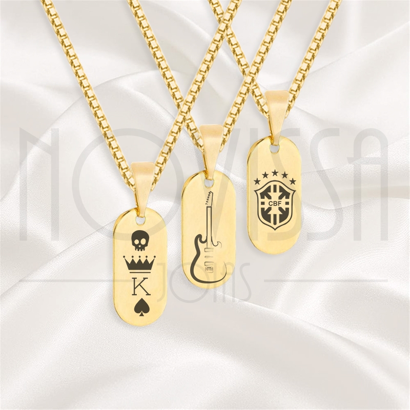 imagem CORDÃO COM MEDALHA - FOLHEADA A OURO* 1,7cm x 0,7cm