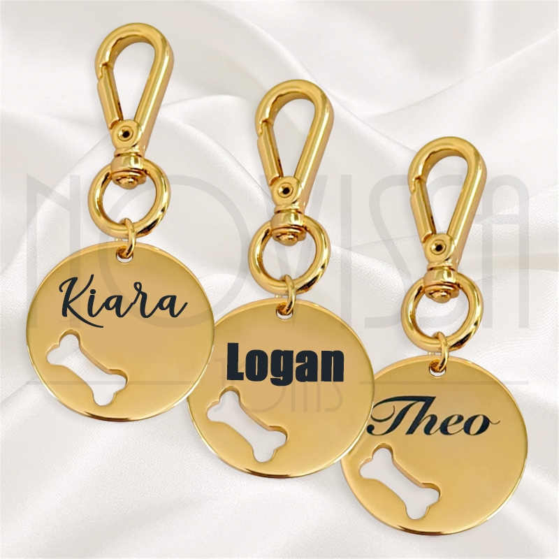 imagem CHAVEIRO COM MEDALHA - LOVE PET - FOLHEADA A OURO