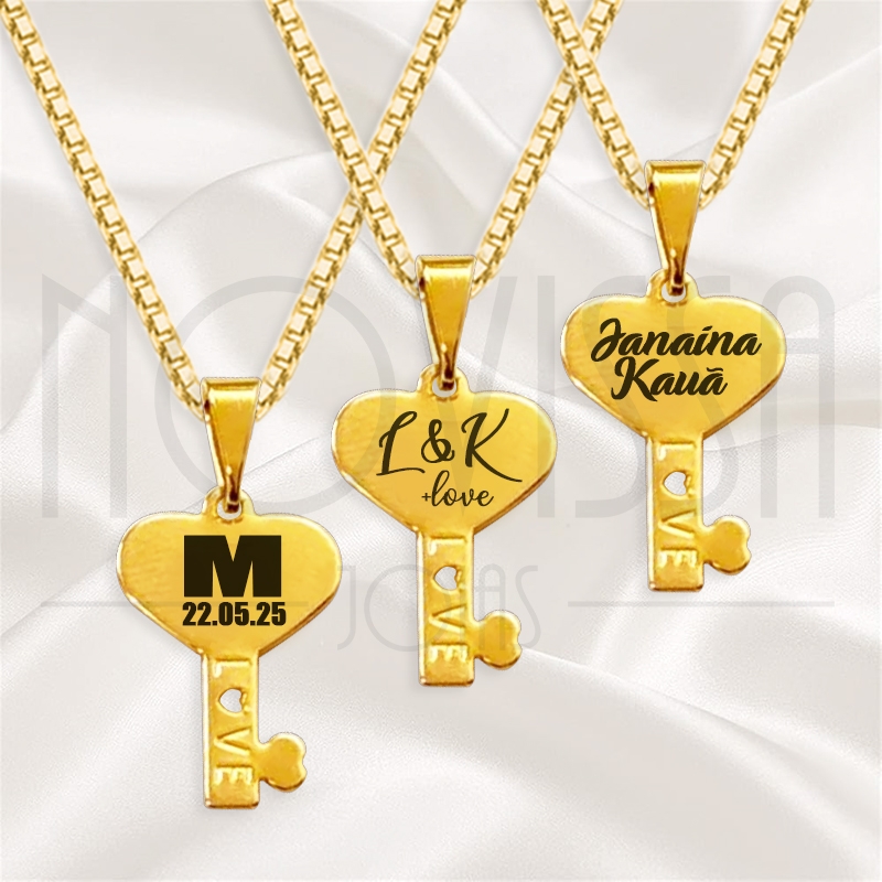 imagem CORDÃO COM MEDALHA - GOLD KEY - FOLHEADA A OURO