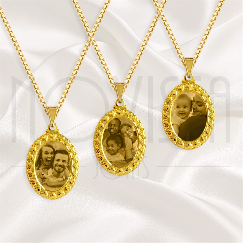 imagem CORDÃO COM MEDALHA - RETRO GOLD - FOLHEADA A OURO