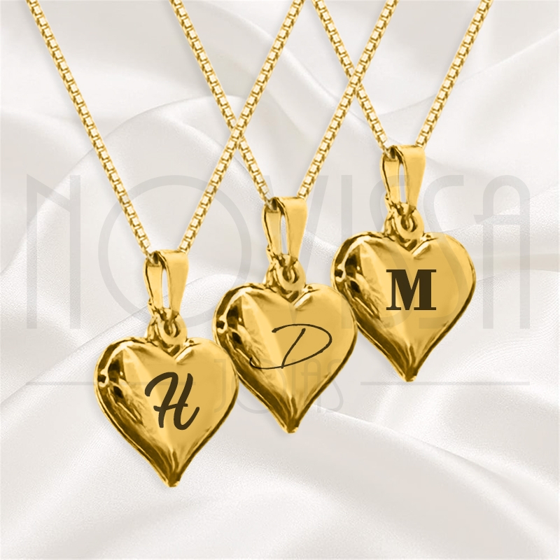 imagem CORDÃO COM MEDALHA - DEEP LOVE - FOLHEADA A OURO* 0,75cm