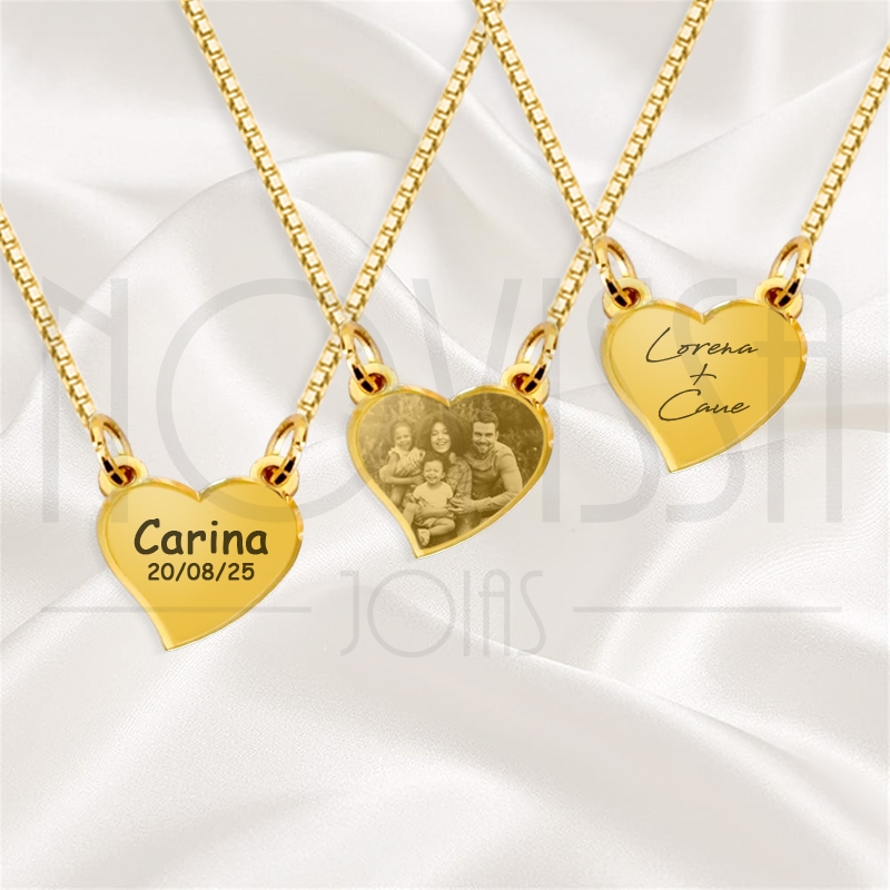 imagem CORDÃO COM MEDALHA - ITALIC HEART  - FOLHEADA A OURO* 0,75cm