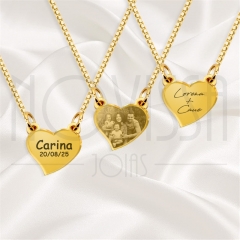imagem CORDÃO COM MEDALHA - ITALIC HEART  - FOLHEADA A OURO* 0,75cm
