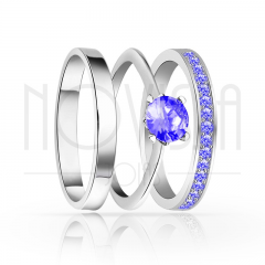 imagem HEAVEN - TRIO EM PRATA950 COM LINDO CRISTAL DE SWAROVSKI AZUL