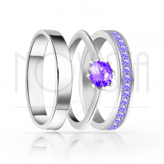 imagem HEAVEN - TRIO EM PRATA950 COM LINDO CRISTAL DE SWAROVSKI AZUL