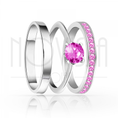 imagem OUR LOVE - TRIO EM PRATA950 COM LINDO CRISTAL DE SWAROVSKI ROSA 