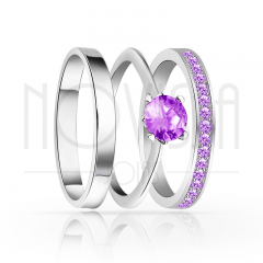 imagem UNION- TRIO EM PRATA950 COM LINDO CRISTAL DE SWAROVSKI ROXO