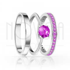 imagem UNION- TRIO EM PRATA950 COM LINDO CRISTAL DE SWAROVSKI ROXO