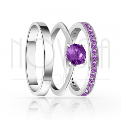 imagem UNION- TRIO EM PRATA950 COM LINDO CRISTAL DE SWAROVSKI ROXO