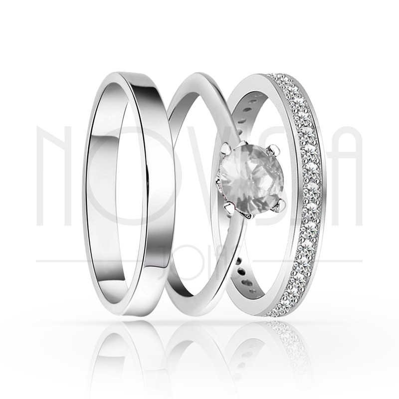 imagem SHINE - TRIO EM PRATA950 COM LINDO CRISTAL DE SWAROVSKI INCOLOR