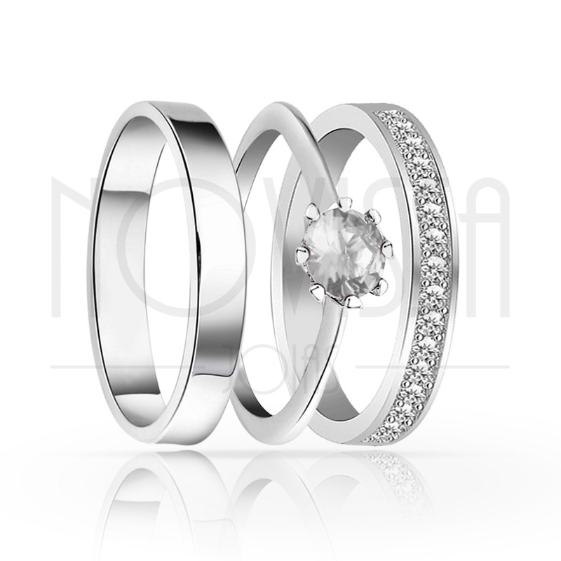 imagem SHINE - TRIO EM PRATA950 COM LINDO CRISTAL DE SWAROVSKI INCOLOR