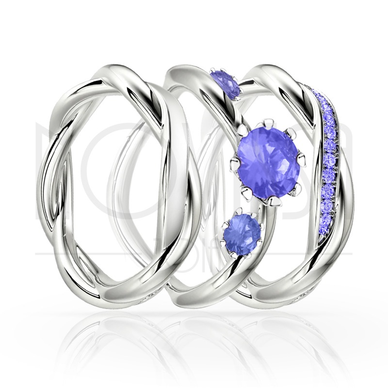 imagem RIVIERA - TRIO EM PRATA950 ENTRE LAÇOS COM LINDO CRISTAL DE SWAROVSKI 