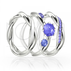 imagem RIVIERA - TRIO EM PRATA950 ENTRE LAÇOS COM LINDO CRISTAL DE SWAROVSKI 