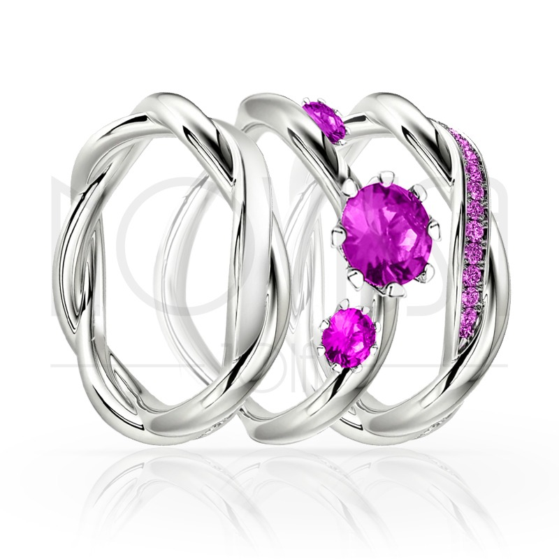 imagem LUNA - TRIO EM PRATA950 ENTRE LAÇOS COM LINDO CRISTAL DE SWAROVSKI 