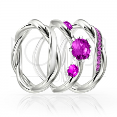 imagem LUNA - TRIO EM PRATA950 ENTRE LAÇOS COM LINDO CRISTAL DE SWAROVSKI 