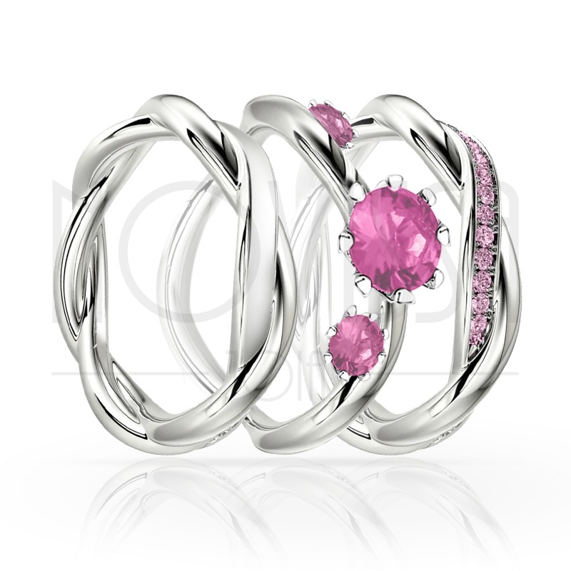 imagem SKYLINE - TRIO EM PRATA950 ENTRE LAÇOS COM LINDO CRISTAL DE SWAROVSKI 