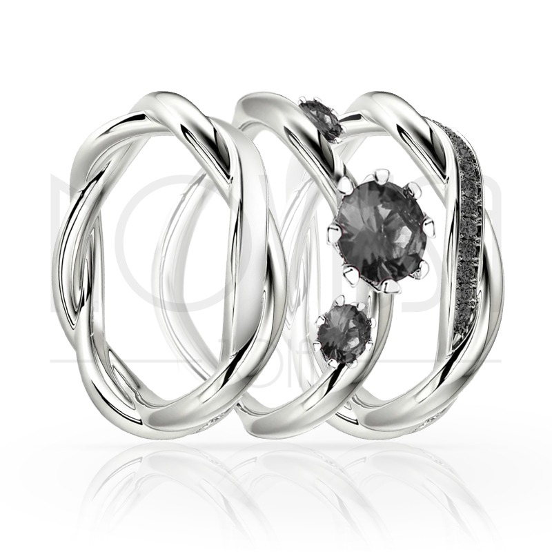 imagem BLEND - TRIO EM PRATA950 ENTRE LAÇOS COM LINDO CRISTAL DE SWAROVSKI 