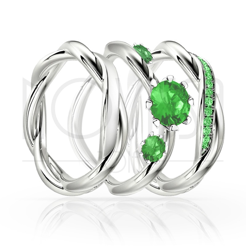 imagem OCEAN - TRIO EM PRATA950 ENTRE LAÇOS COM LINDO CRISTAL DE SWAROVSKI 