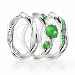 imagem OCEAN - TRIO EM PRATA950 ENTRE LAÇOS COM LINDO CRISTAL DE SWAROVSKI 