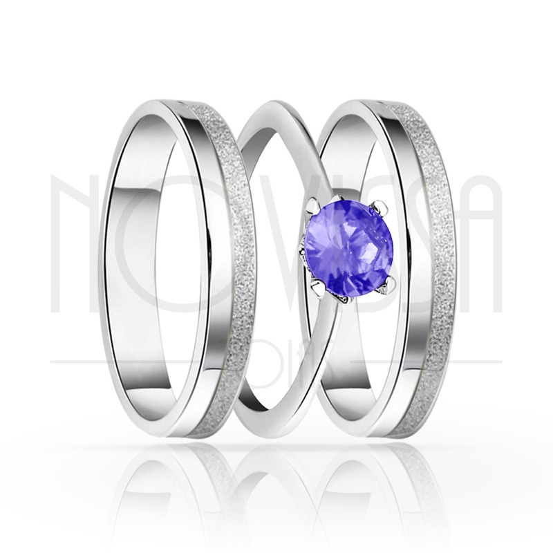 imagem BLOSSOM - TRIO EM PRATA950 COM LINDO CRISTAL DETALHE DIAMANTADO