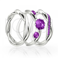 imagem ELEGANCE - TRIO EM PRATA950 ENTRE LAÇOS COM LINDO CRISTAL ACABAMENTO ALTO BRILHO