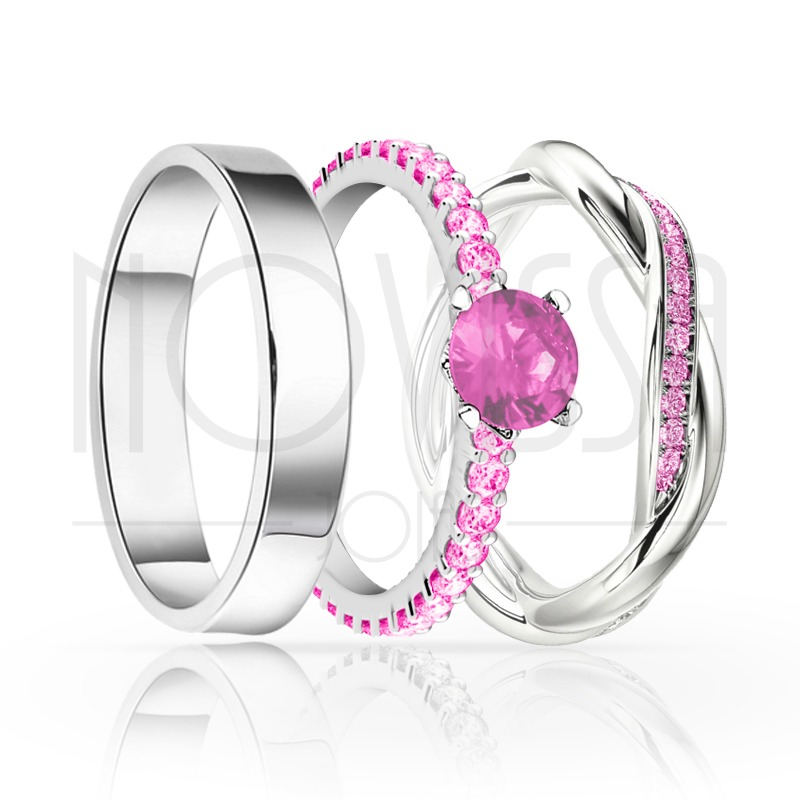 imagem LINE - TRIO EM PRATA950 ENTRE LAÇOS COM LINDO CRISTAL ACABAMENTO ALTO BRILHO