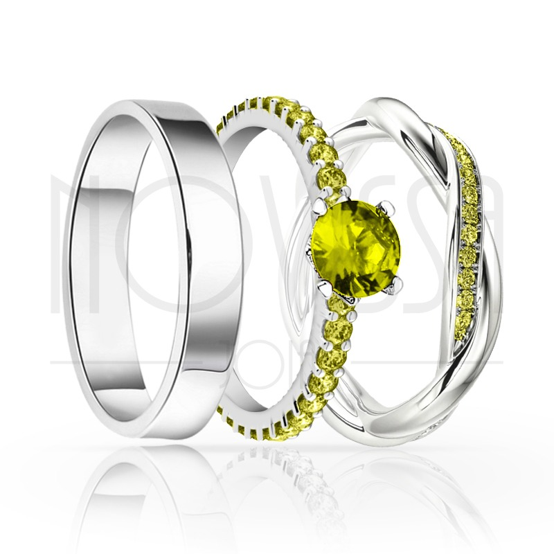 imagem STAR - TRIO EM PRATA950 ENTRE LAÇOS COM LINDO CRISTAL ACABAMENTO ALTO BRILHO