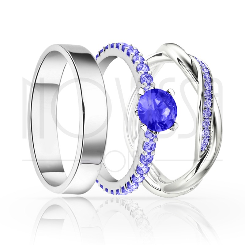 imagem OCEAN - TRIO EM PRATA950 ENTRE LAÇOS COM LINDO CRISTAL ACABAMENTO ALTO BRILHO