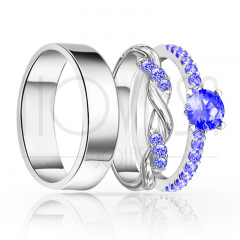 imagem OCEAN -  ANEIS EM PRATA950 ENTRE LAÇOS COM LINDO CRISTAL ACABAMENTO ALTO BRILHO