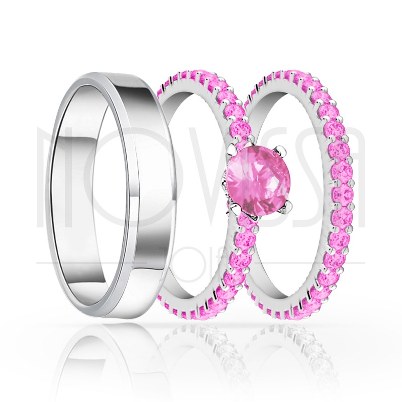 imagem ELLA - TRIO EM PRATA950 COM LINDO CRISTAL ACABAMENTO ALTO BRILHO