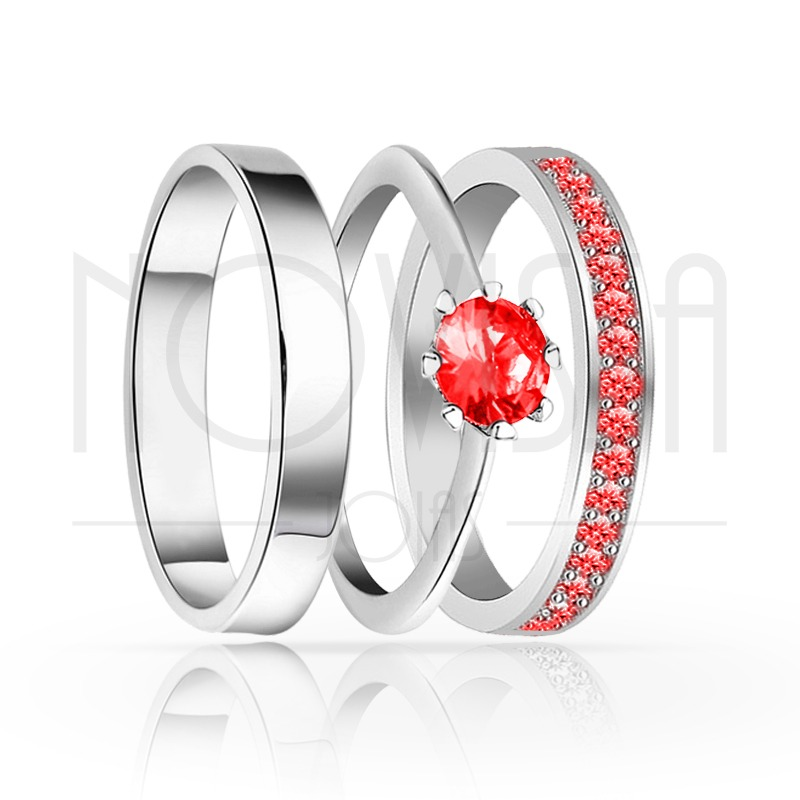 imagem VENUS - TRIO EM PRATA950 COM LINDO CRISTAL DE SWAROVSKI PRETO