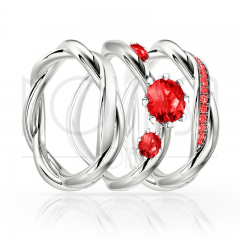 imagem ROMANCE - TRIO EM PRATA950 ENTRE LAÇOS COM LINDO CRISTAL DE SWAROVSKI 