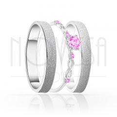 imagem PEÔNIA - TRIO EM PRATA950 ANEL COM LINDO CRISTAL  ACABAMENTO DIAMANTADO