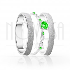 imagem AlLISSO - TRIO EM PRATA950 ANEL COM LINDO CRISTAL  ACABAMENTO DIAMANTADO