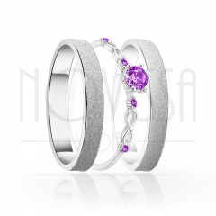 imagem FUCHSIA - TRIO EM PRATA950 ANEL COM LINDO CRISTAL  ACABAMENTO DIAMANTADO