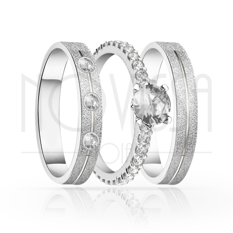 imagem  TRIO EM PRATA950 COM LINDO CRISTAL ACABAMENTO DIAMANTADO