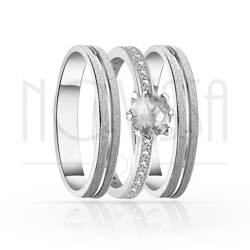 imagem  TRIO EM PRATA950 COM LINDO CRISTAL ACABAMENTO DIAMANTADO