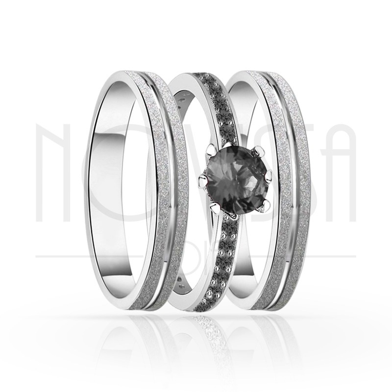 imagem  TRIO EM PRATA950 COM LINDO CRISTAL ACABAMENTO DIAMANTADO