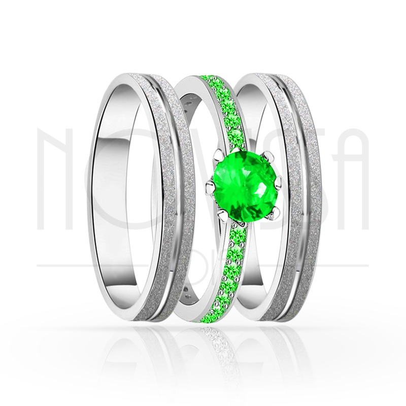 imagem  TRIO EM PRATA950 COM LINDO CRISTAL ACABAMENTO DIAMANTADO