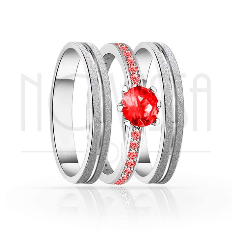 imagem  TRIO EM PRATA950 COM LINDO CRISTAL ACABAMENTO DIAMANTADO