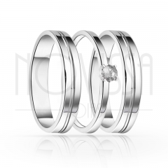 imagem PAR DE ALIANÇAS + ANEL SOLITARIO EM PRATA950 COM LINDO CRISTAL DE SWAROVSKI 