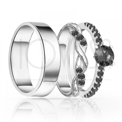 imagem ORION-  ANEIS EM PRATA950 ENTRE LAÇOS COM LINDO CRISTAL ACABAMENTO ALTO BRILHO