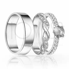 imagem LYFE-  ANEIS EM PRATA950 ENTRE LAÇOS COM LINDO CRISTAL ACABAMENTO ALTO BRILHO