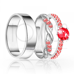 imagem RUBI -  ANEIS EM PRATA950 ENTRE LAÇOS COM LINDO CRISTAL ACABAMENTO ALTO BRILHO