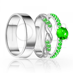 imagem GREEN -  ANEIS EM PRATA950 ENTRE LAÇOS COM LINDO CRISTAL ACABAMENTO ALTO BRILHO