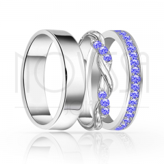 imagem BLUE -  ANEIS EM PRATA950 ENTRE LAÇOS COM LINDO CRISTAL ACABAMENTO ALTO BRILHO