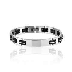 imagem PULSERA CHROME EM AÇO 316L,COM PLACA PARA PERSONALIZAR, PEDRAS DE ENERGIA NA PARTE INTERNA
