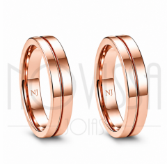 imagem  FIORE *florescimento do relacionamento*  ALIANÇAS DE TUNGSTÊNIO MAGNETIZADO A OURO ROSE ACABAMENTO ALTO BRILHO